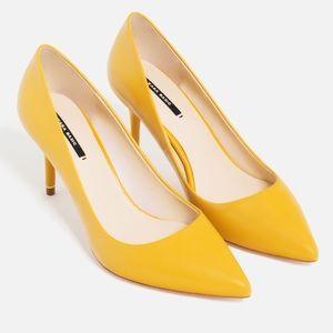 Zara Leather Mid Heel Shoes